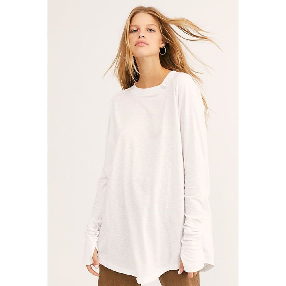 Free People Arden Cotton T-Shirt Small White